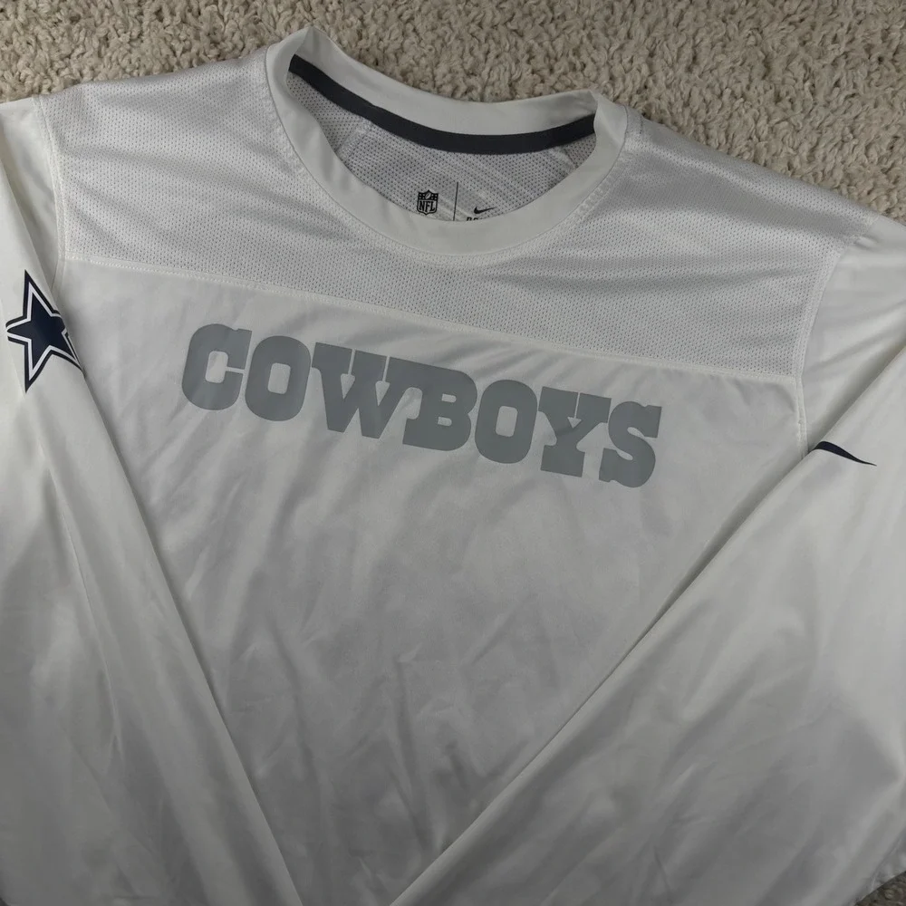 Nike Mens Dallas Cowboys NFL Onfield Long Sleeve Shirt XL White Dri-Fit